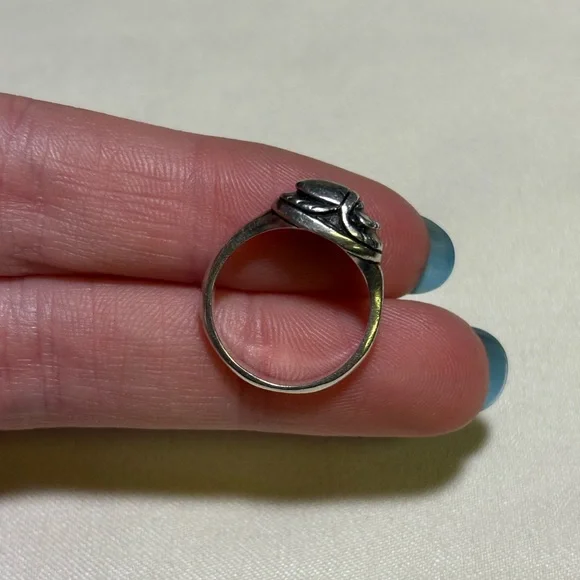 Vtg Sterling Scarab Ring Hand Carved Egyptian Revival - Picture 7 of 8